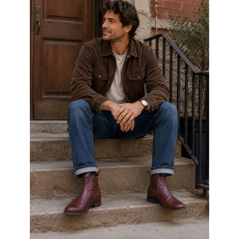 Lozano‎ Beserro Burgundy Leather Chelsea Boots Mens 11